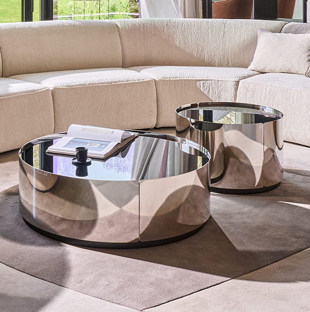 Verspiegelter runder Couchtisch